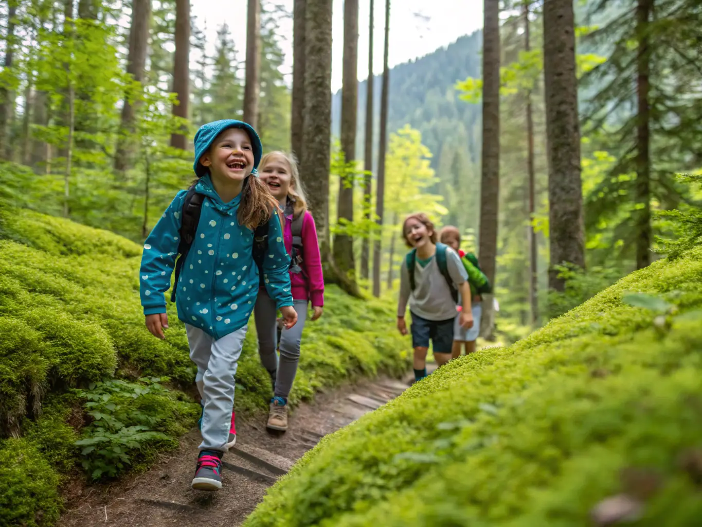 A photograph showcasing children participating in a nature walk and learning about local flora and fauna at ASSOCIATION ATELIER ETTL ECO ART FARM.